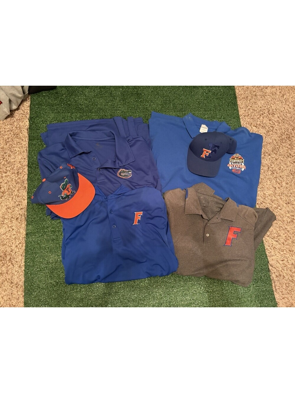 University of Florida Gators Game Day Bundle 2 Hats/ 4 Polo Shirts XL